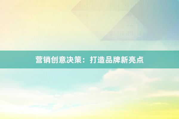 营销创意决策：打造品牌新亮点
